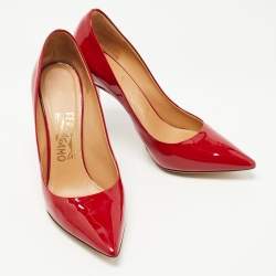 Pre Owned Salvatore Ferragamo Red Patent Leather Susi Pumps Size 38