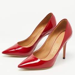 Pre Owned Salvatore Ferragamo Red Patent Leather Susi Pumps Size 38