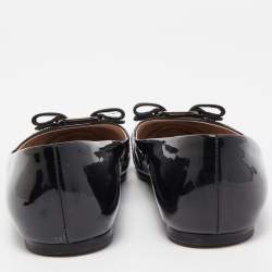 Pre Owned Salvatore Ferragamo Black Patent Leather Varina Ballet Flats Size 38