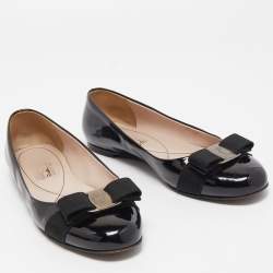 Pre Owned Salvatore Ferragamo Black Patent Leather Varina Ballet Flats Size 38
