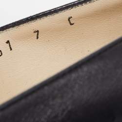 مملوكة مسبقًا Salvatore Ferragamo Black  Leather Bow Block Heel Pumps Size 37.5