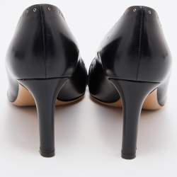 Pre Owned Salvatore Ferragamo Black Leather Fringe Detail Pumps Size 38.5