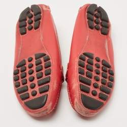 Salvatore Ferragamo Red Leather Gancini Slip On Loafers Size 37.5