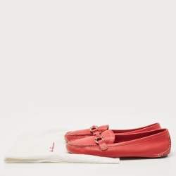 Salvatore Ferragamo Red Leather Gancini Slip On Loafers Size 37.5