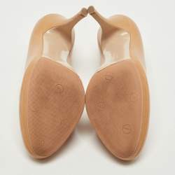 Pre Owned Salvatore Ferragamo Beige Leather Round Toe Platform Pumps Size 39