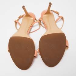 Pre Owned Salvatore Ferragamo Orange Leather Ankle Strap Sandals Size 40 