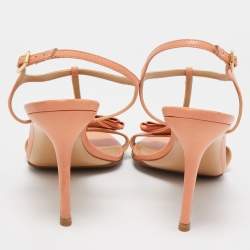 Pre Owned Salvatore Ferragamo Orange Leather Ankle Strap Sandals Size 40 