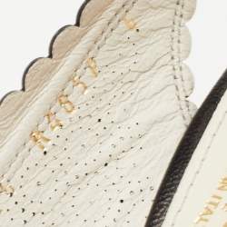 Pre Owned Salvatore Ferragamo Black Leather Vara Bow Slingback Pumps Size 36.5