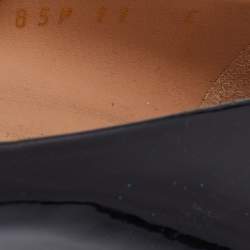 Pre Owned Salvatore Ferragamo Black Patent Leather Vara Bow  Pumps Size 41.5