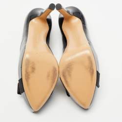 Pre Owned Salvatore Ferragamo Black Patent Leather Trilly Pumps Size 39.5