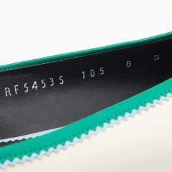 Pre Owned حذاء فلات باليه سالفاتوري فيراغامو فارينا جلد لامع أزرق مقاس 38.5