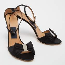 Pre Owned Salvatore Ferragamo Black Satin Prina Sandals Size 41