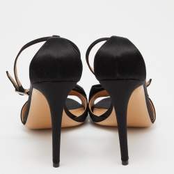 Pre Owned Salvatore Ferragamo Black Satin Prina Sandals Size 41