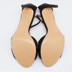 Pre Owned Salvatore Ferragamo Black Satin Prina Sandals Size 41