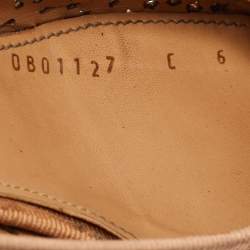 Pre Owned Salvatore Ferragamo Metallic Leather Laser Cut Vara Bow Pumps Size 36.5