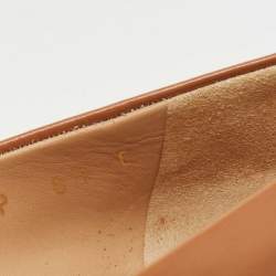Pre Owned Salvatore Ferragamo Brown Leather Vara Bow Peep Toe Platform Pumps Size 39