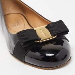 Pre Owned Salvatore Ferragamo Black Patent Leather Varina Ballet Flats Size 38