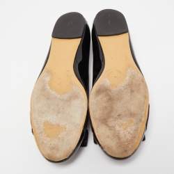 Pre Owned Salvatore Ferragamo Black Patent Leather Varina Ballet Flats Size 38