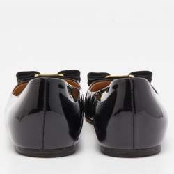 Pre Owned Salvatore Ferragamo Black Patent Leather Varina Ballet Flats Size 38
