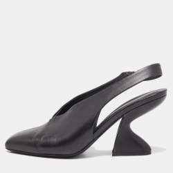 Pre Owned Salvatore Ferragamo Black Leather Sloane Slingback Pumps Size 39