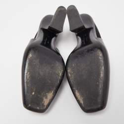 Pre Owned Salvatore Ferragamo Black Leather Sloane Slingback Pumps Size 39