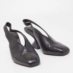 Pre Owned Salvatore Ferragamo Black Leather Sloane Slingback Pumps Size 39