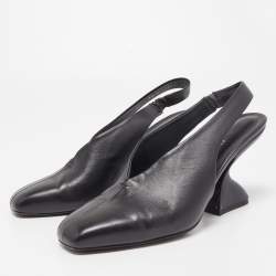 Pre Owned Salvatore Ferragamo Black Leather Sloane Slingback Pumps Size 39