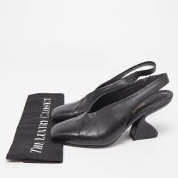 Pre Owned Salvatore Ferragamo Black Leather Sloane Slingback Pumps Size 39