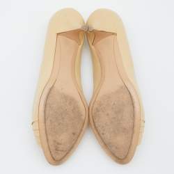 Pre Owned Salvatore Ferragamo Beige Leather Peep Toe Pumps Size 38