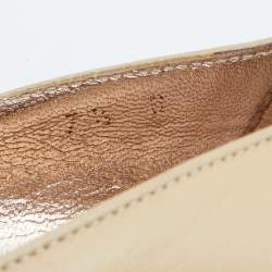 Pre Owned Salvatore Ferragamo Beige Leather Peep Toe Pumps Size 38