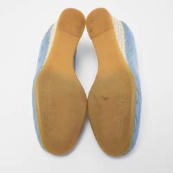 Pre Owned Salvatore Ferragamo Blue Suede Capraia Crosta Espadrille Pumps Size 36