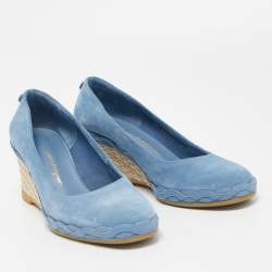 Pre Owned Salvatore Ferragamo Blue Suede Capraia Crosta Espadrille Pumps Size 36