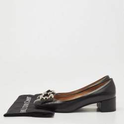مملوكة مسبقًا Salvatore Ferragamo Black Leather Flair Block Heel Pumps Size 40