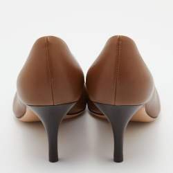 Pre Owned Salvatore Ferragamo Brown Leather Gancio Bit Peep Toe Pumps Size 38.5