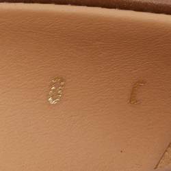 Pre Owned Salvatore Ferragamo Brown Leather Gancio Bit Peep Toe Pumps Size 38.5