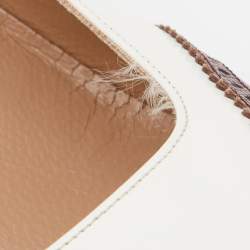 Pre Owned Salvatore Ferragamo Brown/White Embossed Lizard and Leather Pumps Size 39