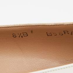 Pre Owned Salvatore Ferragamo Brown/White Embossed Lizard and Leather Pumps Size 39