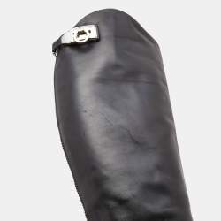 Pre Owned Salvatore Ferragamo Black Leather Knee Length Boots Size 37.5