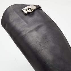 Pre Owned Salvatore Ferragamo Black Leather Knee Length Boots Size 37.5