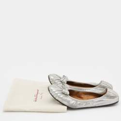 Salvatore Ferragamo Silver Suede Ballet Flats Size 38