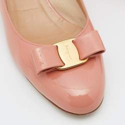 Pre Owned Salvatore Ferragamo Pink Patent Leather Vara Bow Pumps Size 40