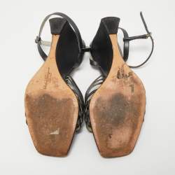 Salvatore Ferragamo Grey Leather Strappy Wedge Sandals Size 36.5 