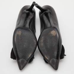 Pre Owned حذاء كعب عالي سالفاتوري فيراغامو جلد لامع أسود فيونكة فارا مقاس 37