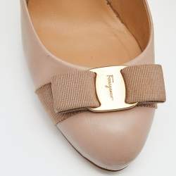 Pre Owned Salvatore Ferragamo Pink Leather Rilly Pumps Size 40.5