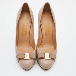 Pre Owned Salvatore Ferragamo Pink Leather Rilly Pumps Size 40.5