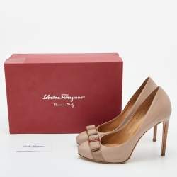 Pre Owned Salvatore Ferragamo Pink Leather Rilly Pumps Size 40.5