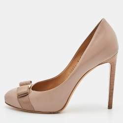 Pre Owned Salvatore Ferragamo Pink Leather Rilly Pumps Size 40.5