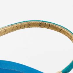 مملوكة مسبقًا Salvatore Ferragamo Blue/Green Leather and Suede Ankle Strap Sandals Size 37.5