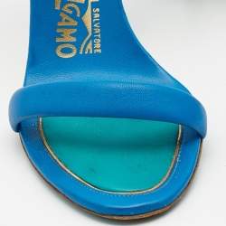 مملوكة مسبقًا Salvatore Ferragamo Blue/Green Leather and Suede Ankle Strap Sandals Size 37.5