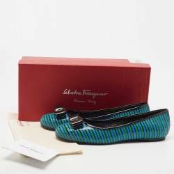 Pre Owned Salvatore Ferragamo Multicolor Patent Leather  Vara Bow Ballet Flats Size 38.5